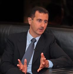 الأسد خلال المقابلة مع الصحافة الروسية في دمشق أمس