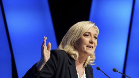 مارين لوبان، زعيمة حزب التجمع الوطني الفرنسي اليميني، والمرشحة للرئاسة الفرنسية