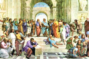 أفلاطون وارسطو في لوحة رافائيل 