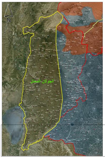 خريطة تظهر مناطق سيطرة الاحتلال الاسرائيلي ومسلحي المعارضة (السفير)