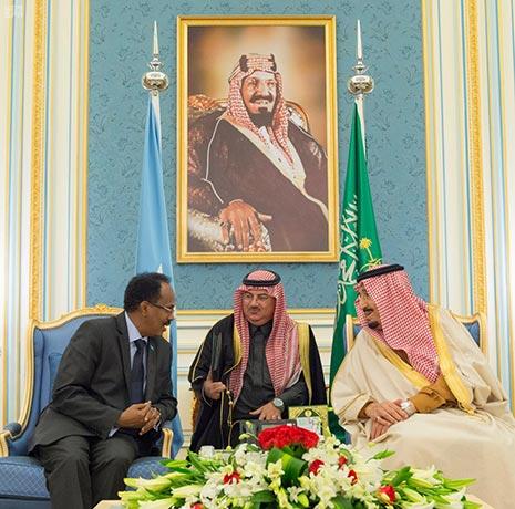 عقد الرئيس الصومالي جلسة مباحثات رسمية مع الملك سلمان (نقلاً عن وكالة الأنباء السعودية) 