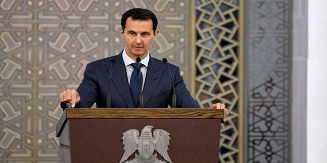 الرئيس الأسد: كل ما يرتبط بمصير ومستقبل سورية هو موضوع سوري مئة بالمئة ووحدة الأراضي السورية من البديهيات غير القابلة لل</body></html>