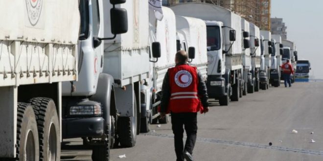 الأمم المتحدة توصل قافلة تحمل 200 طن من المساعدات الإنسانية إلى حمص