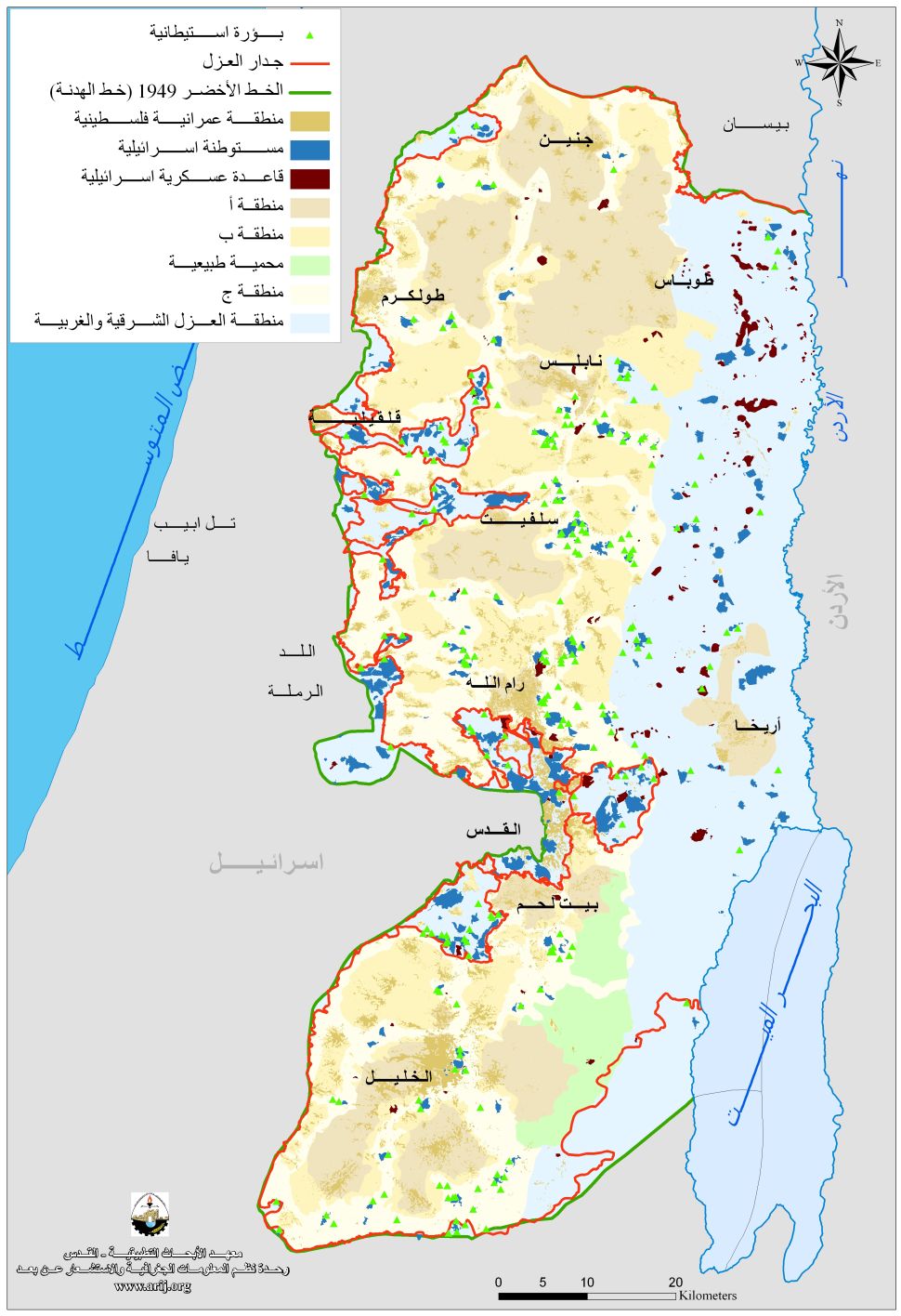 خارطة الضفة الغربية