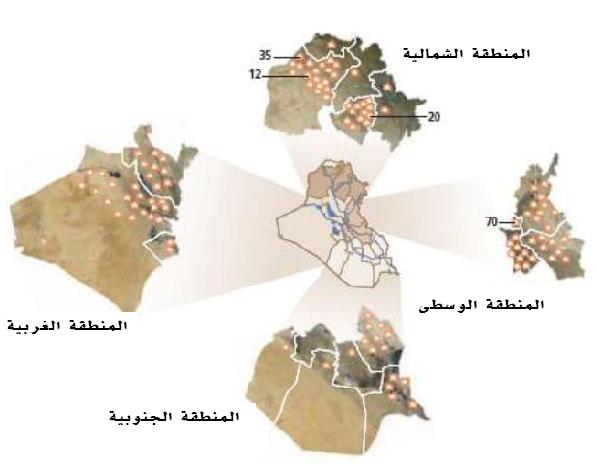 توزيع الانفجارات في المناطق العراقية