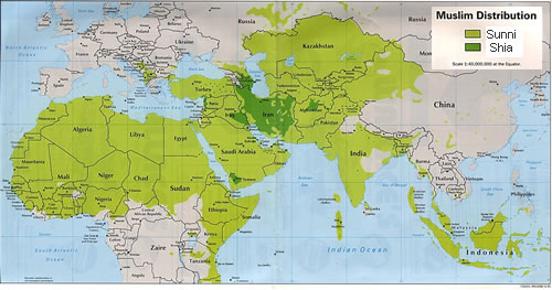 توزيع السنة-الشيعة في العالم